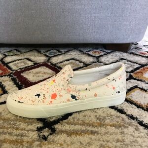 MADEWELL Sidewalk Slip-On Sneakers in Paint Spattered Recycled Canvas size 8.5